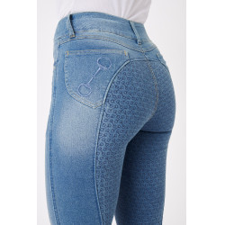 Jean Vollbesatz Silikon High Waist Kaia Damen Horze Blau