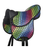 Sattel für Shetland Set Colourful HKM Herz / Schwarz