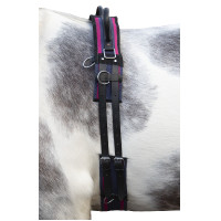 Leinen-Longiergurt mit Griff HKM Marine / leuchtendes Passionsrosa