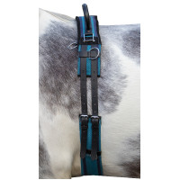 Leinen-Longiergurt mit Griff HKM Marine / Himmelblau