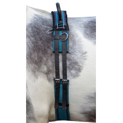 Leinen-Longiergurt mit Griff HKM Marine / Himmelblau Leinen-Longiergurt mit Griff HKM Marine / Himmelblau