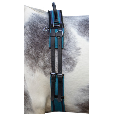 Leinen-Longiergurt mit Griff HKM Marine / Himmelblau Leinen-Longiergurt mit Griff HKM Marine / Himmelblau