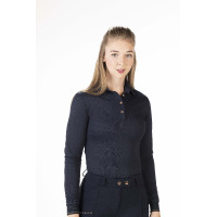 Polo Rosegold Glamour Style langarm HKM Dunkelblau / Roségold Marineblau