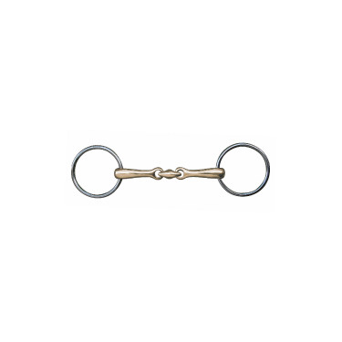 Doppelt gebrochene Trense 18 mm Neusilber Edelstahlringe HKM Doppelt gebrochene Trense 18 mm Neusilber Edelstahlringe HKM