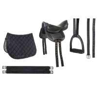 Shetland-Sattel Set Beginner HKM Schwarz