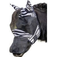 Fliegenschutzmaske Zebra Shetty HKM Schwarz / Weiß