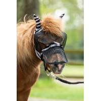 Fliegenschutzmaske Zebra Shetty HKM Schwarz / Weiß