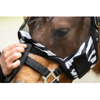 Fliegenschutzmaske Zebra Shetty HKM Schwarz / Weiß