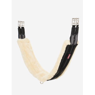 LeMieux anatomischer Sattelgurt mit Lammfellunterlage Schwarz / Natur