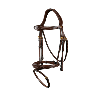Kombinierter anatomischer Reithalfter-Zaum Dy'on D Collection Braun