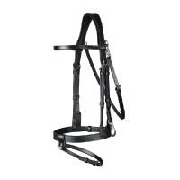 Plattes Lederzaumzeug mit Karabinern Working by Dy'on Schwarz Plattes Lederzaumzeug mit Karabinern Working by Dy'on Schwarz