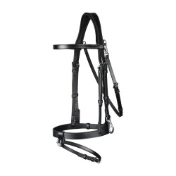 Plattes Lederzaumzeug mit Karabinern Working by Dy'on Schwarz