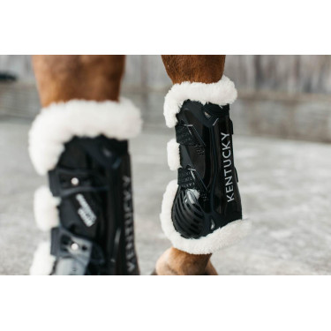 Gamaschen Bamboo Elastisch veganes Lammfell Kentucky Schwarz Gamaschen Bamboo Elastisch veganes Lammfell Kentucky Schwarz