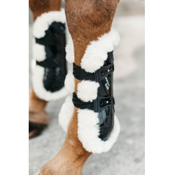 Gamaschen Bamboo Elastisch veganes Lammfell Kentucky Schwarz Gamaschen Bamboo Elastisch veganes Lammfell Kentucky Schwarz