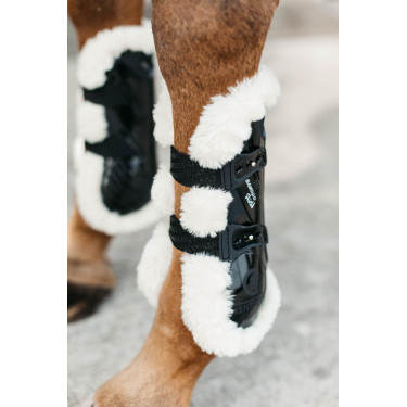 Gamaschen Bamboo Elastisch veganes Lammfell Kentucky Schwarz Gamaschen Bamboo Elastisch veganes Lammfell Kentucky Schwarz