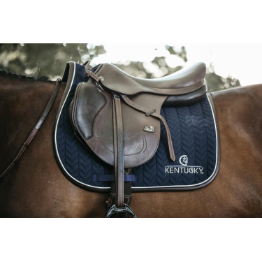 Satteldecke Fishbone Leather Jumping Kentucky Marineblau