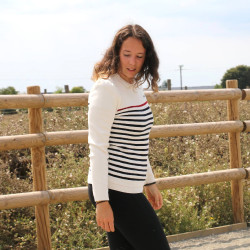 Pullover Pénélope x Saint James Maelle Ecru / Marine / Rot Motive