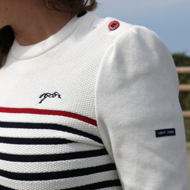 Pullover Pénélope x Saint James Maelle Ecru / Marine / Rot Motive