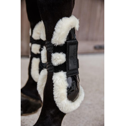 Gamasche Klettverschluss vegan Schaffell Kentucky Schwarz