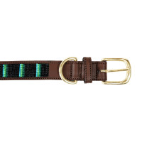 Handgefertigte Perlen-Hundehalsband Kentucky Silber