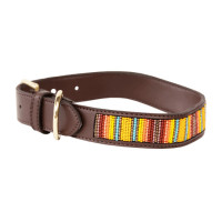 Handgefertigte Perlen-Hundehalsband Kentucky Silber