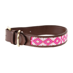 Handgefertigte Perlen-Hundehalsband Kentucky Pink Rosa