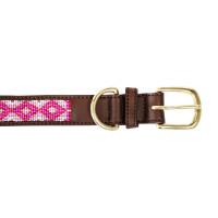 Handgefertigte Perlen-Hundehalsband Kentucky Silber