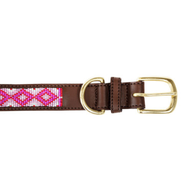 Handgefertigte Perlen-Hundehalsband Kentucky Pink Rosa
