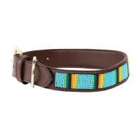 Handgefertigte Perlen-Hundehalsband Kentucky Silber Handgefertigte Perlen-Hundehalsband Kentucky Silber