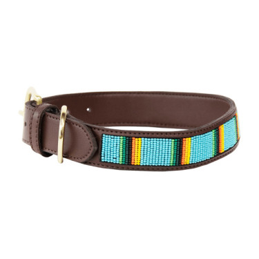 Handgefertigte Perlen-Hundehalsband Kentucky Hellblau