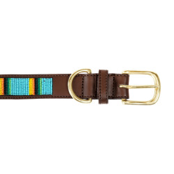 Handgefertigte Perlen-Hundehalsband Kentucky Hellblau