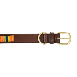 Handgefertigte Perlen-Hundehalsband Kentucky Reines Orange