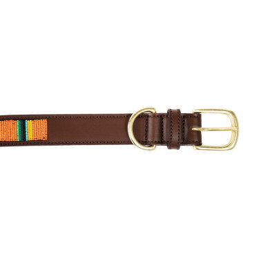 Handgefertigte Perlen-Hundehalsband Kentucky Reines Orange