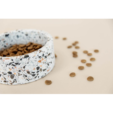 Hundenapf aus Terrazzo-Stein Kentucky Weiß Wei&szlig;