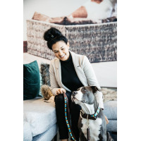 Handgefertigte Perlen-Hundeleine Kentucky Hellblau