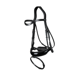 Kombiniertes Reithalfter Breit Lackiert New English Collection by Dy'on Schwarz