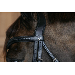 Geflochtener Trensenzaum mit kombiniertem Reithalfter und Pull Back Dy'on New English Collection Geflochtener Trensenzaum mit kombiniertem Reithalfter und Pull Back Dy'on New English Collection