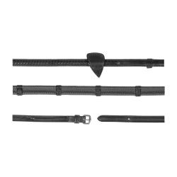 Gummizügel 1/2 mit 7 Stoppern und geflochtener Dy'on-Verarbeitung Schwarz Gummizügel 1/2 mit 7 Stoppern und geflochtener Dy'on-Verarbeitung Schwarz