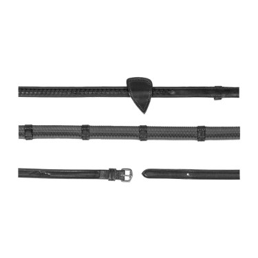 Gummizügel 1/2 mit 7 Stoppern und geflochtener Dy'on-Verarbeitung Schwarz Gummizügel 1/2 mit 7 Stoppern und geflochtener Dy'on-Verarbeitung Schwarz
