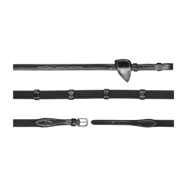 Zügel Stoff 5/8 mit 9 Stoppern US Collection by Dy'on Schwarz