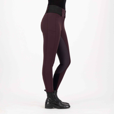 Reitleggings Euro-Star Athletic leanline FullGrip Schwarze Rose Bordeaux