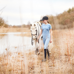 Pantalon Kingsland KLkaysa d’équitation full grip fille Marine