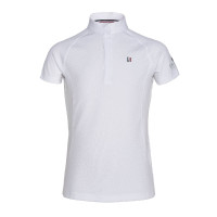 Turnierbluse Kingsland Classic Kurzarm Junior Mädchen Weiß