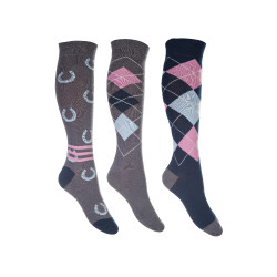 HKM Cardiff Socken 3er-Pack altes Modell Grau / Blau