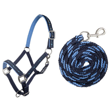 Halfter- und Führstrick-Set 180 cm Karabiner HKM Stars Halfter- und Führstrick-Set 180 cm Karabiner HKM Stars
