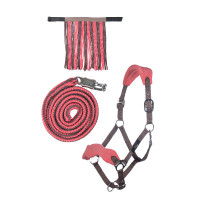 HKM Halfter-Set mit Panikhaken und abnehmbaren Fransen Mokka / milchiges Rosa HKM Halfter-Set mit Panikhaken und abnehmbaren Fransen Mokka / milchiges Rosa
