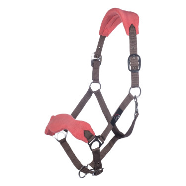 HKM Halfter-Set mit Panikhaken und abnehmbaren Fransen Mokka / milchiges Rosa