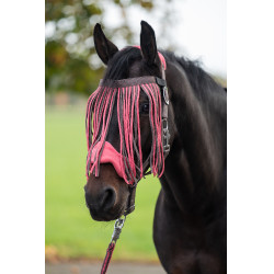 HKM Halfter-Set mit Panikhaken und abnehmbaren Fransen Mokka / milchiges Rosa