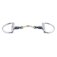 Mors à olives Jump'In double brisure Blue Steel avec insertion de cuivre et passage de langue