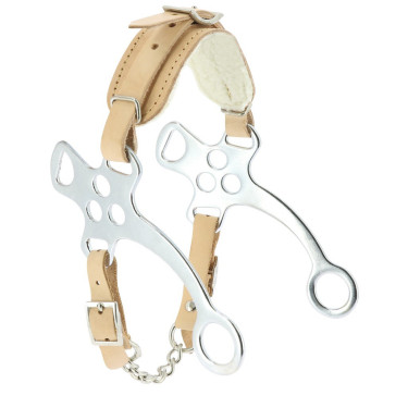 Hackamore verchromter Stahl Feeling mit Lammfell unterlegt Hackamore verchromter Stahl Feeling mit Lammfell unterlegt